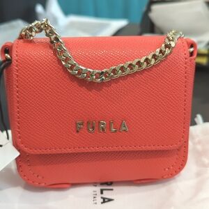 NWT FURLA Logo Leather Chain Mini Bag/Crossbody